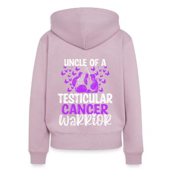 Sensibilisation au cancer du testicule Oncle Neveu Nièce - Sweat à capuche zippé Premium bio Femme - rose poudré - Dos - Julia (174cm)
