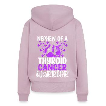 Thyroid Cancer Awareness Nephew Aunts Uncle - Women's Premium Organic Zip Hoodie - dusky pink - Back - Julia (174cm)