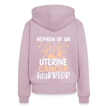 Uterine Cancer Awareness Nephew Aunt Uncle - Women's Premium Organic Zip Hoodie - dusky pink - Back - Julia (174cm)