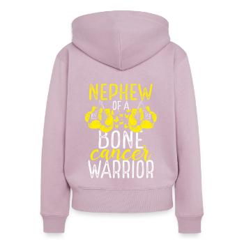Nephew Bone Cancer Awareness Aunt Uncle - Women's Premium Organic Zip Hoodie - dusky pink - Back - Julia (174cm)