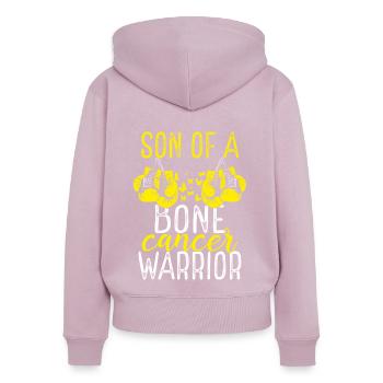 Ruban du Mois de la sensibilisation au cancer des os de Son - Sweat à capuche zippé Premium bio Femme - rose poudré - Dos - Julia (174cm)