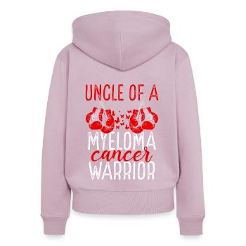 Uncle Myeloma Cancer Awareness Niece Nephew - Women's Premium Organic Zip Hoodie - dusky pink - Back - Julia (174cm)