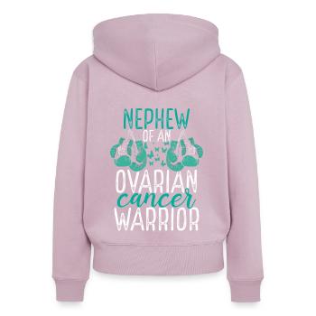 Nephew Ovarian Cancer Awareness Aunt Uncle - Frauen Premium Bio Zip Hoodie - Altrosa - Hinten - Julia (174cm)