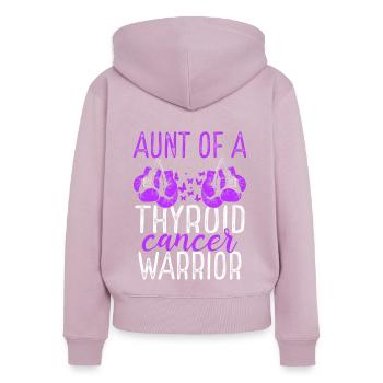 Aunt Thyroid Cancer Awareness Niece Nephew - Women's Premium Organic Zip Hoodie - dusky pink - Back - Julia (174cm)