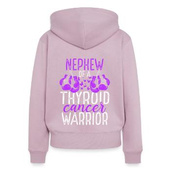 Nephew Thyroid Cancer Awareness Aunts Uncle - Women's Premium Organic Zip Hoodie - dusky pink - Back - Julia (174cm)