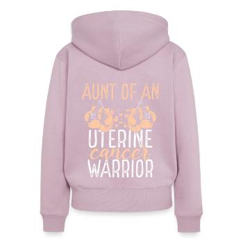 Aunt Uterine Cancer Awareness Niece Nephew - Women's Premium Organic Zip Hoodie - dusky pink - Back - Julia (174cm)