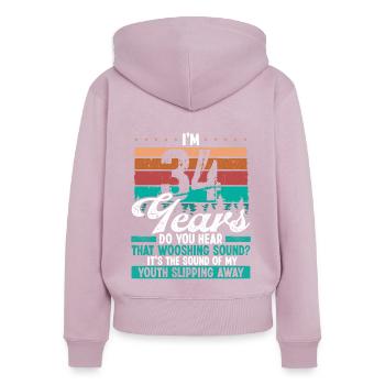 34 Year Old Funny Getting Old Humor Birthday Idea - Frauen Premium Bio Zip Hoodie - Altrosa - Hinten - Julia (174cm)