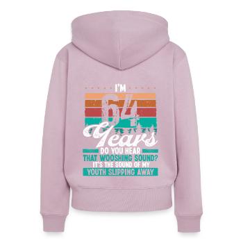 64 Year Old Funny Getting Old Humor Birthday Idea - Frauen Premium Bio Zip Hoodie - Altrosa - Hinten - Julia (174cm)
