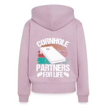 Cornhole Player Cornhole Partners for Life Toss - Women's Premium Organic Zip Hoodie - dusky pink - Back - Julia (174cm)