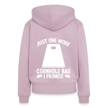 Cornhole Player Just one more Bag I promise - Frauen Premium Bio Zip Hoodie - Altrosa - Hinten - Julia (174cm)