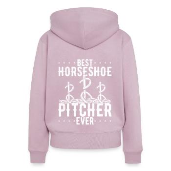 Horseshoe Pitching Game Best ever Tosser - Women's Premium Organic Zip Hoodie - dusky pink - Back - Julia (174cm)