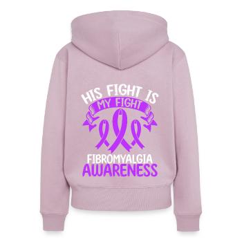 Fibromyalgia Ribbon Month His Fight is my Fight - Frauen Premium Bio Zip Hoodie - Altrosa - Hinten - Julia (174cm)