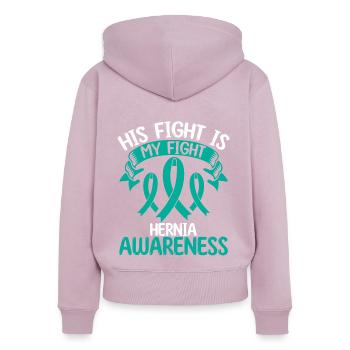 Hernia Ribbon Month His Fight is my Fight - Women's Premium Organic Zip Hoodie - dusky pink - Back - Julia (174cm)