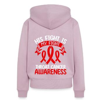 Throat Cancer Ribbon Month His Fight is my Fight - Frauen Premium Bio Zip Hoodie - Altrosa - Hinten - Julia (174cm)
