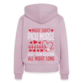 Infirmière de l’USIP de nuit Gardez-les battre - Sweat à capuche zippé Premium bio Femme - rose poudré - Dos - Julia (174cm)