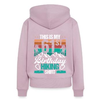 61 Year Old Hiking Men Mountain Climbing Nature - Frauen Premium Bio Zip Hoodie - Altrosa - Hinten - Julia (174cm)
