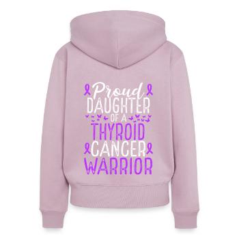 Thyroid Cancer Awareness Movement Daughter Ribbon - Women's Premium Organic Zip Hoodie - dusky pink - Back - Julia (174cm)