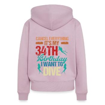 34 Year Old Scuba Diver Birthday Idea Snorkeling - Frauen Premium Bio Zip Hoodie - Altrosa - Hinten - Julia (174cm)