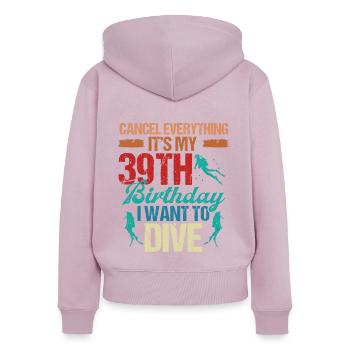 39 Year Old Scuba Diver Birthday Idea Snorkeling - Women's Premium Organic Zip Hoodie - dusky pink - Back - Julia (174cm)