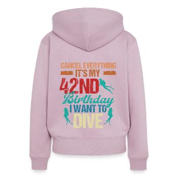42 Year Old Scuba Diver Birthday Idea Snorkeling - Women's Premium Organic Zip Hoodie - dusky pink - Back - Julia (174cm)