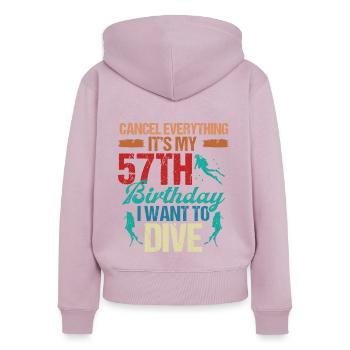 57 Year Old Scuba Diver Birthday Idea Snorkeling - Women's Premium Organic Zip Hoodie - dusky pink - Back - Julia (174cm)
