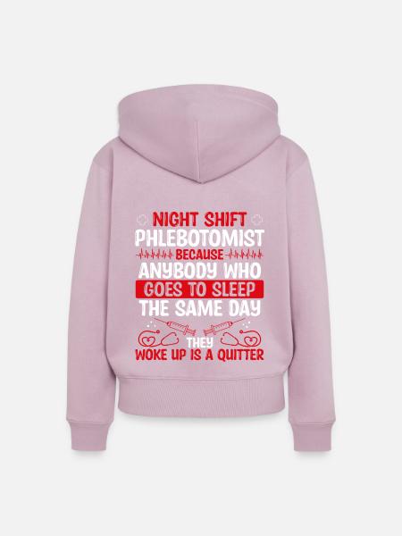 Night Shift Phlebotomist Doctor - Frauen Premium Bio Zip Hoodie - Altrosa