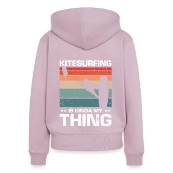 Le kitesurf c'est un peu mon truc Kite Kiteboarder - Sweat à capuche zippé Premium bio Femme - rose poudré - Dos - Julia (174cm)