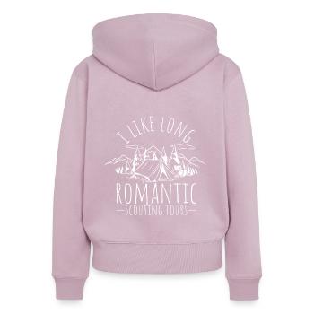 Scout Leader I like long Scouting Walks Girl Scout - Women's Premium Organic Zip Hoodie - dusky pink - Back - Julia (174cm)