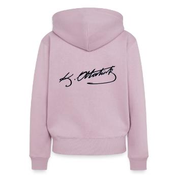 Mustafa Kemal Ataturk imza - Sweat à capuche zippé Premium bio Femme - rose poudré - Dos - Julia (174cm)