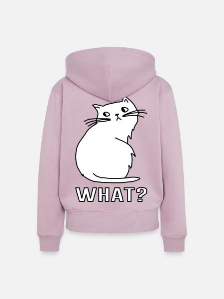 Niedliche Katze What - Frauen Premium Bio Zip Hoodie - Altrosa