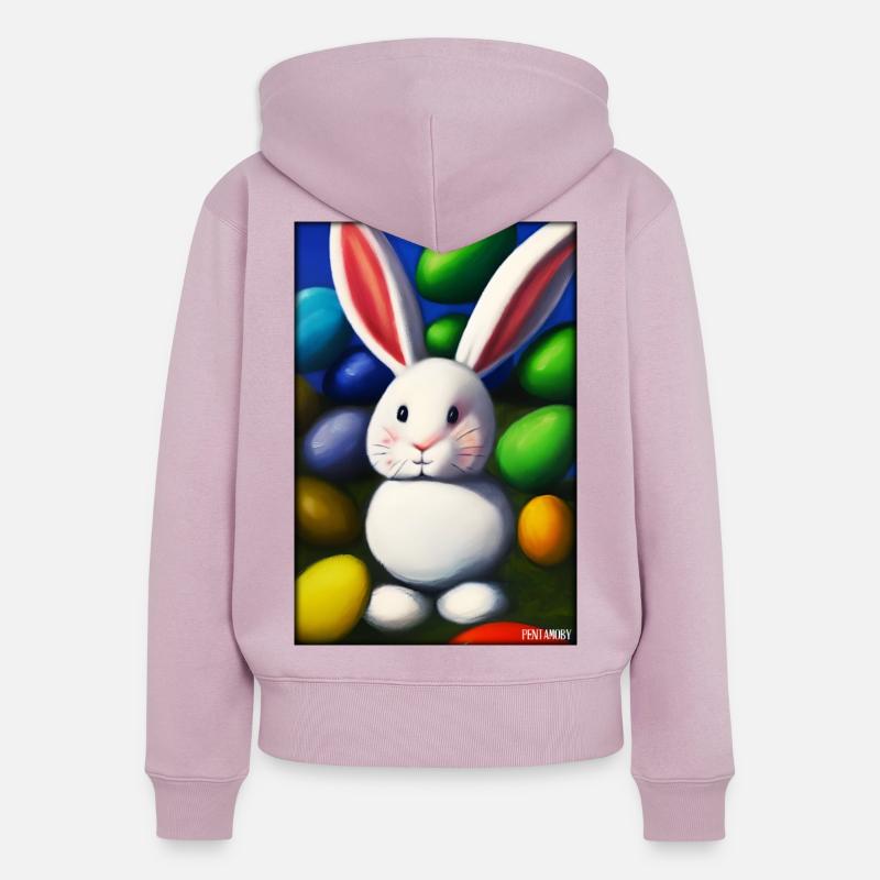 Rabbit Easter Easter Pet Easter Holiday - Women's Premium Organic Zip Hoodie - dusky pink