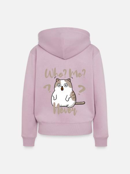 Who, me? Never - Erschrockene Katze - Frauen Premium Bio Zip Hoodie - Altrosa