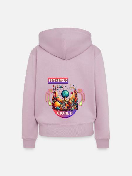 Psychedelischer Welt-Trance-Rave-Techno-Tanz - Frauen Premium Bio Zip Hoodie - Altrosa