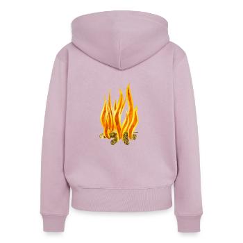 feu - Sweat à capuche zippé Premium bio Femme - rose poudré - Dos - Julia (174cm)