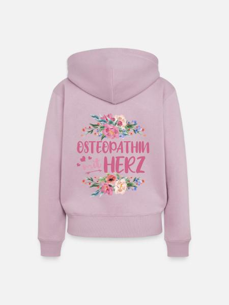 Ostheopathin mit Herz - Frauen Premium Bio Zip Hoodie - Altrosa
