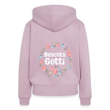 Beschts Gotti Taufpatin Schweiz Patentante - Frauen Premium Bio Zip Hoodie - Altrosa - Hinten - Julia (174cm)