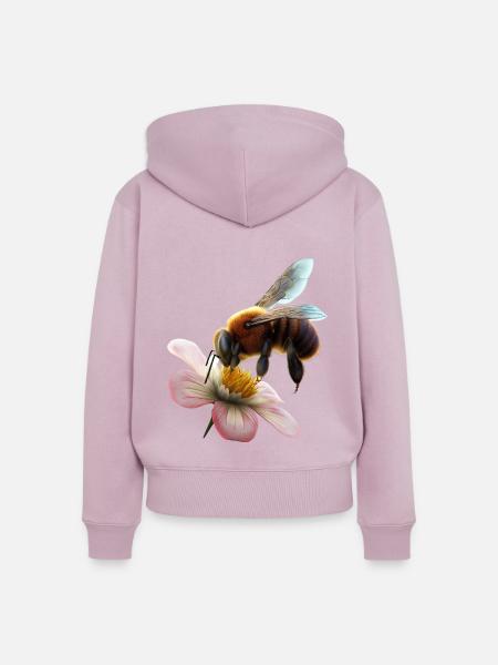 Biene auf Blume - Frauen Premium Bio Zip Hoodie - Altrosa