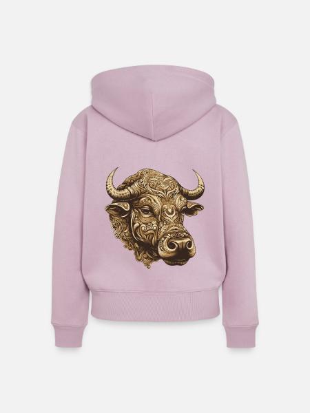 Bulle Portrait Taurus - Frauen Premium Bio Zip Hoodie - Altrosa