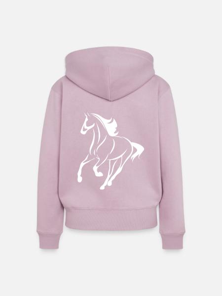 Abbildung Pferd Weiß - Frauen Premium Bio Zip Hoodie - Altrosa