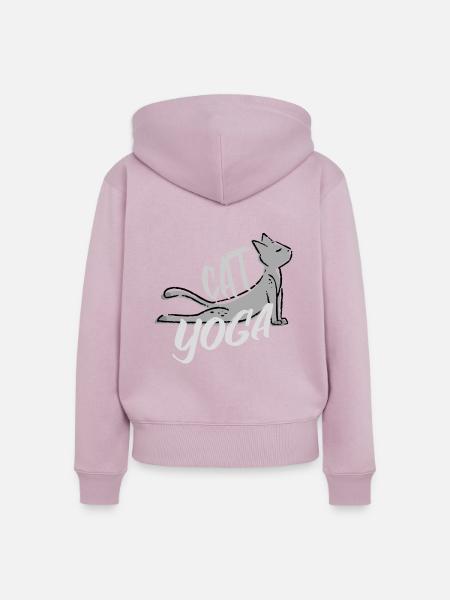 Niedliche Yoga Katze - Frauen Premium Bio Zip Hoodie - Altrosa