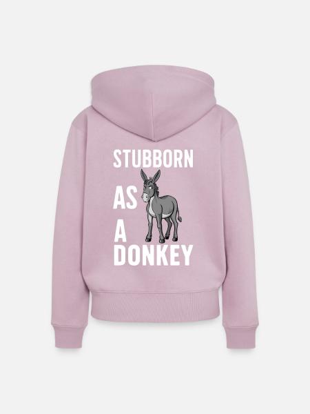 Stubborn as a Donkey - Frauen Premium Bio Zip Hoodie - Altrosa