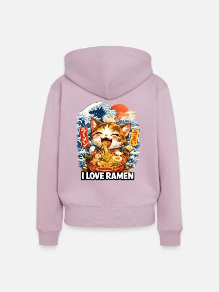 Katze Ramen Kawaii - Frauen Premium Bio Zip Hoodie - Altrosa