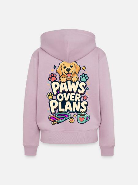 PAWS OVER PLANS Hund - Frauen Premium Bio Zip Hoodie - Altrosa