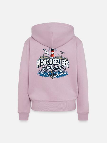 Nordsee Liebe Rostet Nicht Leuchtturm - Frauen Premium Bio Zip Hoodie - Altrosa