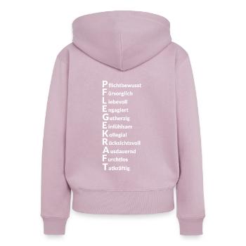 Pflegekraft Geschenkidee - Frauen Premium Bio Zip Hoodie - Altrosa - Hinten - Julia (174cm)