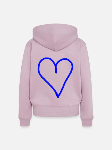 Herz blau Geschenkidee - Frauen Premium Bio Zip Hoodie - Altrosa