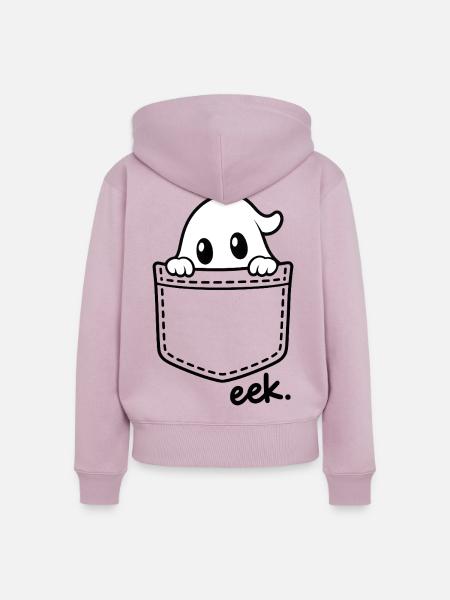 Kuscheliger Geist über Brusttasche - Frauen Premium Bio Zip Hoodie - Altrosa