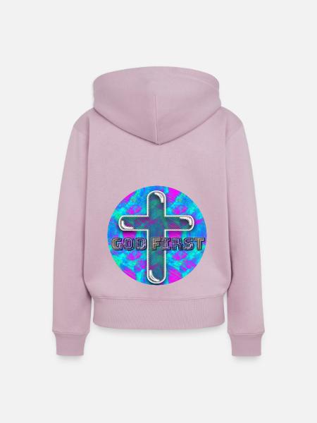 God First (Eins) - Frauen Premium Bio Zip Hoodie - Altrosa