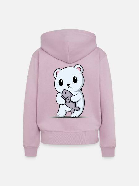 Eisbär - Frauen Premium Bio Zip Hoodie - Altrosa