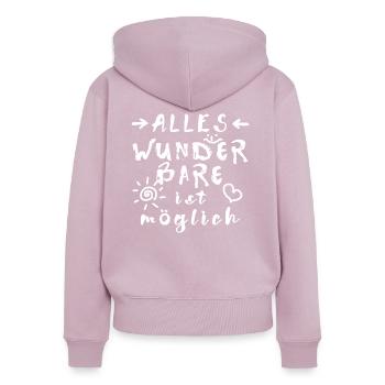 Wunder Glücksbringer Erfolg Spruch Affirmation - Frauen Premium Bio Zip Hoodie - Altrosa - Hinten - Julia (174cm)